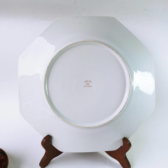 Vintage Gold Mum San Francisco Asian 4pc Dinnerware Set Gold Orange Red Floral - Picture 8 of 10